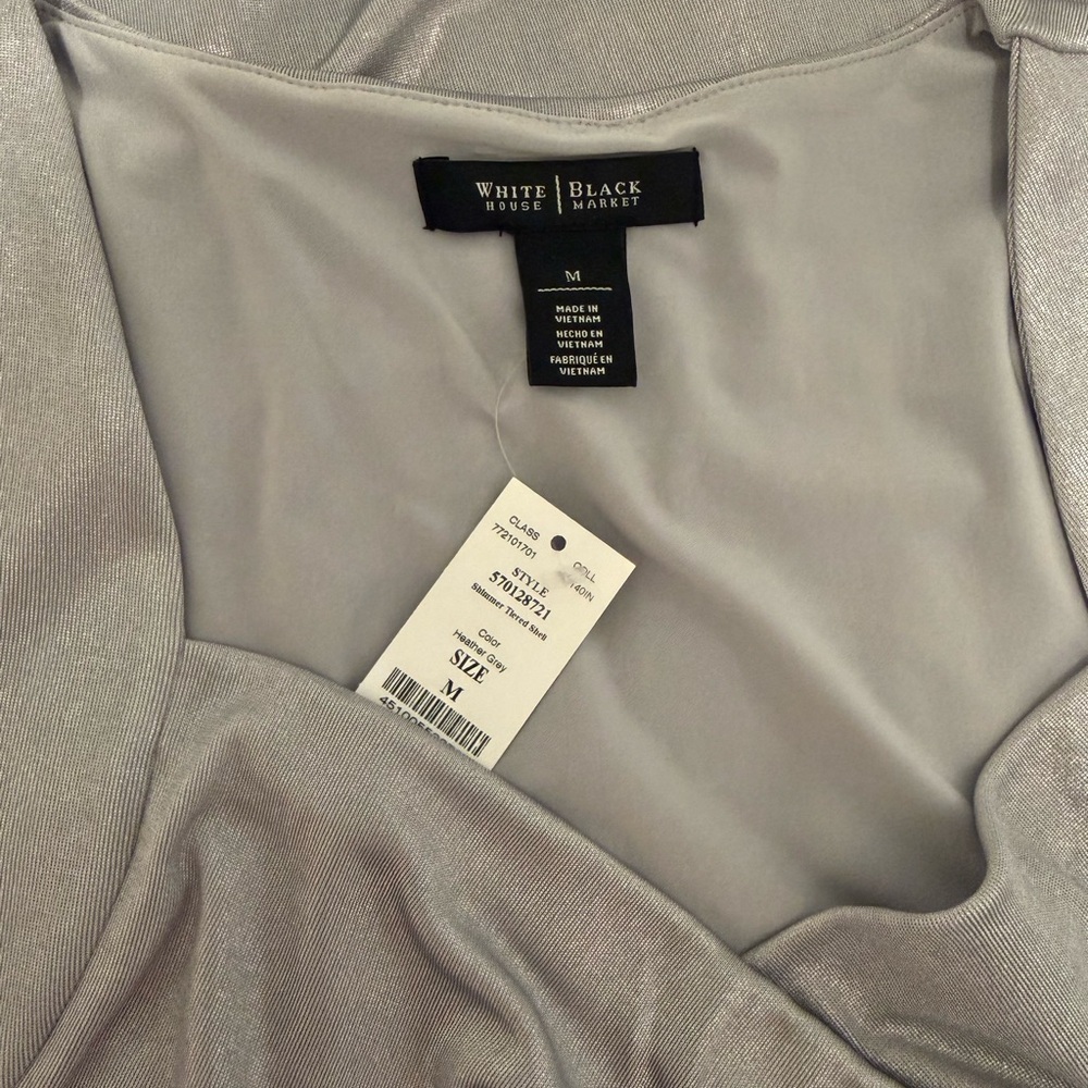 NWT White House Black Market Silver Blouse